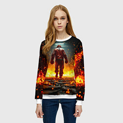 Свитшот женский Боксер в огне, цвет: 3D-белый — фото 2