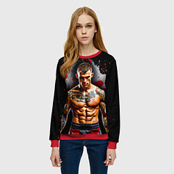 Свитшот женский Дастин Порье на черном, цвет: 3D-красный — фото 2
