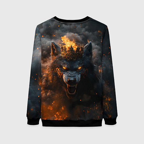 Женский свитшот Волк в огне / 3D-Черный – фото 2