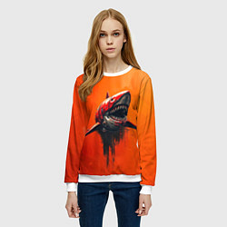 Свитшот женский Кибернетическая акула, цвет: 3D-белый — фото 2