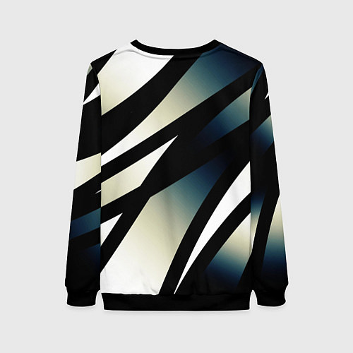 Женский свитшот Чёрно-белый с синим затемнением полосы / 3D-Черный – фото 2