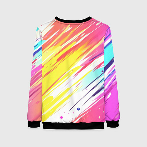 Женский свитшот Брызги краски на белом фоне / 3D-Черный – фото 2