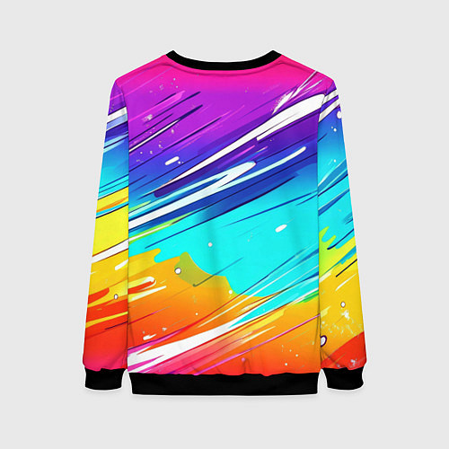 Женский свитшот Радужные брызги краски текстура / 3D-Черный – фото 2