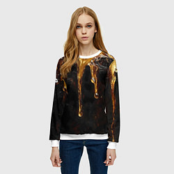 Свитшот женский Стекающий мед - текстура, цвет: 3D-белый — фото 2
