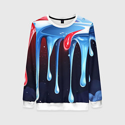 Свитшот женский Синие и красные слизи текстура, цвет: 3D-белый