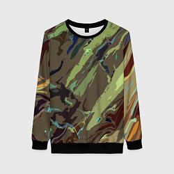 Свитшот женский Абстракция тон хаки, цвет: 3D-черный