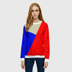 Свитшот женский Серо-сине-красный трёхцветный, цвет: 3D-белый — фото 2
