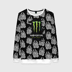 Свитшот женский Monster energy медвежьи лапы, цвет: 3D-белый