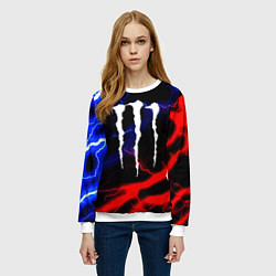 Свитшот женский Monster energy молнии неон, цвет: 3D-белый — фото 2