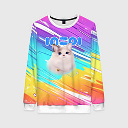 Женский свитшот Inzoi кошечка на радужном фоне