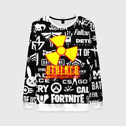 Свитшот женский Сталкер все логотипы игр, цвет: 3D-белый