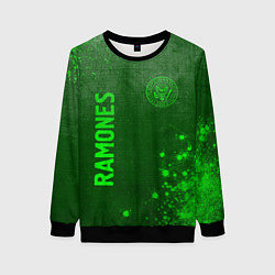 Свитшот женский Ramones - green gradient вертикально, цвет: 3D-черный