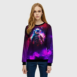 Свитшот женский Космонавт пламенный, цвет: 3D-черный — фото 2
