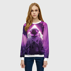 Свитшот женский Космонавт и фиолетовый космос, цвет: 3D-белый — фото 2