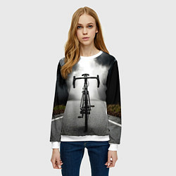 Свитшот женский Шоссейный велосипед в черном дыму, цвет: 3D-белый — фото 2