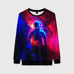 Свитшот женский Космонавт в пламени, цвет: 3D-черный