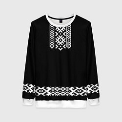 Женский свитшот Славянский орнамент и узор на черном - вышиванка р
