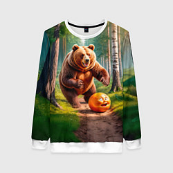 Свитшот женский Колобок и медведь, цвет: 3D-белый