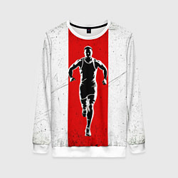 Свитшот женский Легкоатлет на красно-белом, цвет: 3D-белый