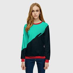 Свитшот женский Color black light blue, цвет: 3D-красный — фото 2