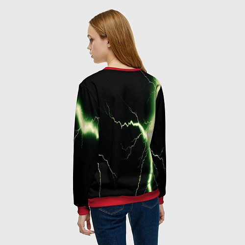 Женский свитшот Lightning yellow текстура / 3D-Красный – фото 4