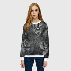 Свитшот женский Черепа динозавров - эскиз, цвет: 3D-белый — фото 2