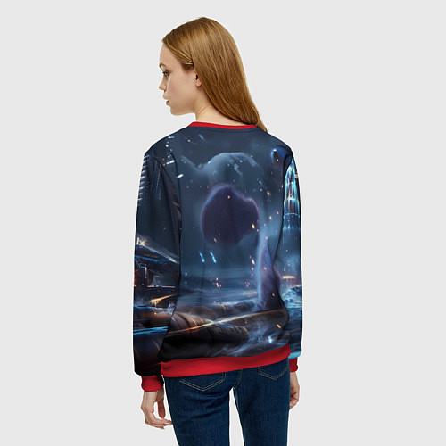 Женский свитшот Русский медведь кибер-война / 3D-Красный – фото 4