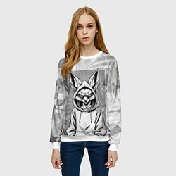 Свитшот женский Фенек в балахоне, цвет: 3D-белый — фото 2