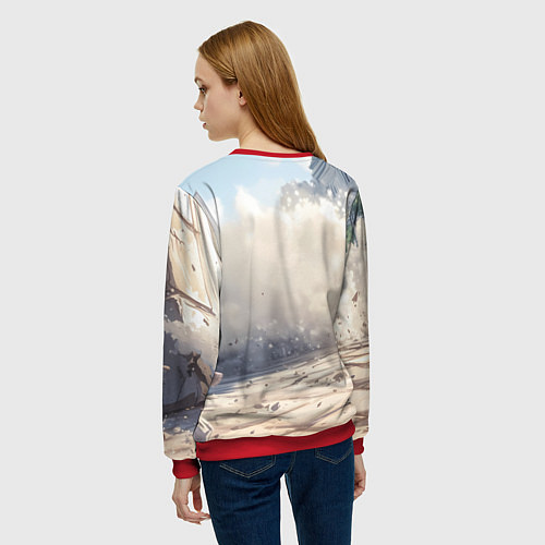 Женский свитшот Русский медведь наступает / 3D-Красный – фото 4