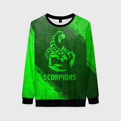 Свитшот женский Scorpions - green gradient, цвет: 3D-черный