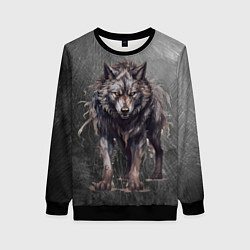 Свитшот женский The fierce wolf, цвет: 3D-черный