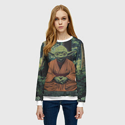 Свитшот женский Йода в лесу, цвет: 3D-белый — фото 2