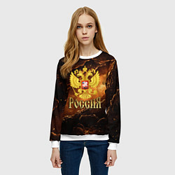 Свитшот женский Герб России на кофейном фоне, цвет: 3D-белый — фото 2