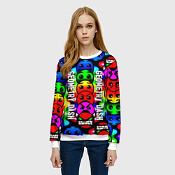 Свитшот женский Geometry dash neon gradient, цвет: 3D-белый — фото 2