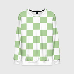 Свитшот женский Квадраты зелёные, цвет: 3D-белый