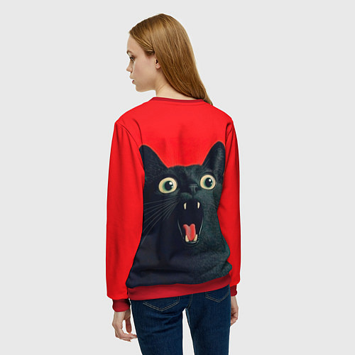Женский свитшот Котик в шоке / 3D-Красный – фото 4