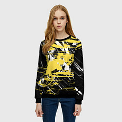 Свитшот женский Желтая краска на черном, цвет: 3D-черный — фото 2