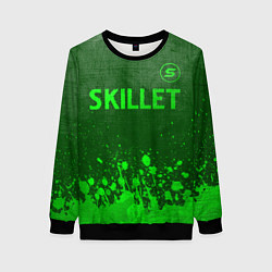 Свитшот женский Skillet - green gradient посередине, цвет: 3D-черный