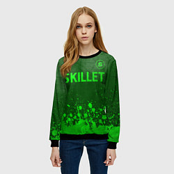 Свитшот женский Skillet - green gradient посередине, цвет: 3D-черный — фото 2