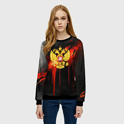 Свитшот женский Герб России - красная краска на черном, цвет: 3D-черный — фото 2