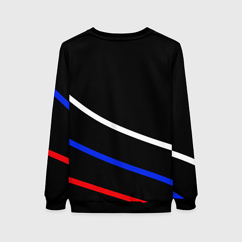 Женский свитшот Герб с полосами бело-сине-красными на чёрном / 3D-Черный – фото 2