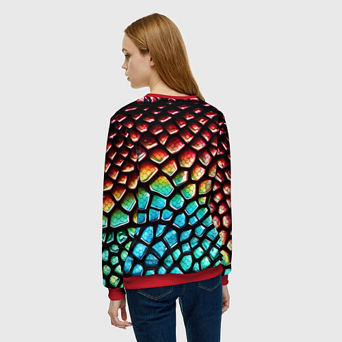 Женский свитшот Макро кожа дракона / 3D-Красный – фото 4