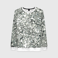 Свитшот женский Серый абстрактный с белыми кляксами, цвет: 3D-белый
