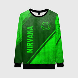 Свитшот женский Nirvana - green gradient вертикально, цвет: 3D-черный