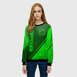 Свитшот женский Nirvana - green gradient вертикально, цвет: 3D-черный — фото 2