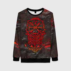 Свитшот женский Компас воина в кельтском орнаменте, цвет: 3D-черный