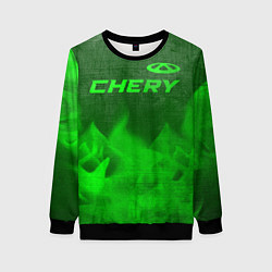 Женский свитшот Chery - green gradient посередине