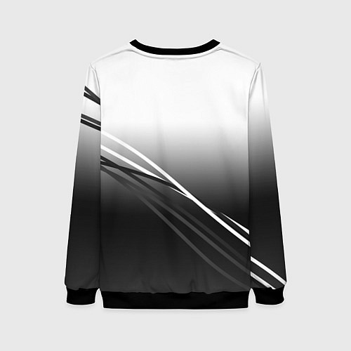 Женский свитшот Sport градиент из белого в серый с полосами / 3D-Черный – фото 2