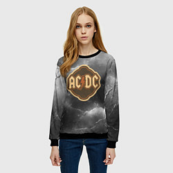 Свитшот женский ACDC ретро логотип, цвет: 3D-черный — фото 2