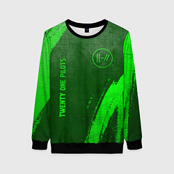 Свитшот женский Twenty One Pilots - green gradient вертикально, цвет: 3D-черный
